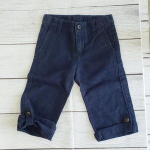 JANIE AND JACK Toddler Navy Linen Button Cuffed Pants